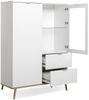 Finori Göteborg 53 Highboard, weiß / Dekor Sonoma Eiche | Highboard für Wohnzimmer | Maß: B x H x T ca. 100 x 140 x 40 cm | Highboard mit 2 Türen und 2 Schubkästen: 1 Glasrahmentür dahinter 1 Glasboden und 1 Tür dahinter 2 Einlegeböden Bild 3