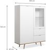 Finori Göteborg 53 Highboard, weiß / Dekor Sonoma Eiche | Highboard für Wohnzimmer | Maß: B x H x T ca. 100 x 140 x 40 cm | Highboard mit 2 Türen und 2 Schubkästen: 1 Glasrahmentür dahinter 1 Glasboden und 1 Tür dahinter 2 Einlegeböden Bild 5