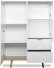 Finori Göteborg 53 Highboard, weiß / Dekor Sonoma Eiche | Highboard für Wohnzimmer | Maß: B x H x T ca. 100 x 140 x 40 cm | Highboard mit 2 Türen und 2 Schubkästen: 1 Glasrahmentür dahinter 1 Glasboden und 1 Tür dahinter 2 Einlegeböden Bild 4