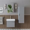 Roomart LYCIA-60 Badmöbel Set– 4-teiliges Badezimmermöbel Set - Waschbeckenunterschrank mit Keramikwaschbecken, Spiegelschrank & Hochschrank - H 54 x B 38.6 x T 59 cm • Grau Bild 2