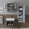 Roomart LYCIA-60 Badmöbel Set– 4-teiliges Badezimmermöbel Set - Waschbeckenunterschrank mit Keramikwaschbecken, Spiegelschrank & Hochschrank - H 54 x B 38.6 x T 59 cm • Grau Bild 3
