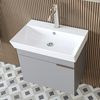 Roomart LYCIA-60 Badmöbel Set– 4-teiliges Badezimmermöbel Set - Waschbeckenunterschrank mit Keramikwaschbecken, Spiegelschrank & Hochschrank - H 54 x B 38.6 x T 59 cm • Grau Bild 5