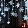 Qualra Lichtervorhang 96LEDs Schneeflocke Lichtervorhang Weihnachtsbeleuchtung Fensterdeko, 8 Modi Innen Weihnachten Fenster Lichterkette Bild 1