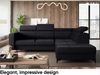 MEBLINI Schlafcouch mit Bettkasten - DORIAN - 263x232x89cm Rechts - Schwarz Samt - Ecksofa mit Schlaffunktion - Sofa mit Relaxfunktion und Kopfstützen - Couch L-Form - Eckcouch - Wohnlandschaft Bild 3
