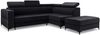 MEBLINI Schlafcouch mit Bettkasten - DORIAN - 263x232x89cm Rechts - Schwarz Samt - Ecksofa mit Schlaffunktion - Sofa mit Relaxfunktion und Kopfstützen - Couch L-Form - Eckcouch - Wohnlandschaft Bild 2