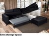 MEBLINI Schlafcouch mit Bettkasten - DORIAN - 263x232x89cm Rechts - Schwarz Samt - Ecksofa mit Schlaffunktion - Sofa mit Relaxfunktion und Kopfstützen - Couch L-Form - Eckcouch - Wohnlandschaft Bild 4