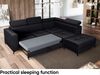MEBLINI Schlafcouch mit Bettkasten - DORIAN - 263x232x89cm Rechts - Schwarz Samt - Ecksofa mit Schlaffunktion - Sofa mit Relaxfunktion und Kopfstützen - Couch L-Form - Eckcouch - Wohnlandschaft Bild 5