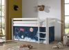 Vipack 'Pino' Halbhochbett 90x200 cm, weiß, Kiefer massiv, mit Textilset 'Space Shuttle' Bild 2