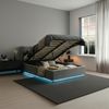 LED Polsterbett Tröstiar mit Matratze 160x200cm Anthrazit [en. casa] Bild 4