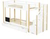 Etagenbett 90×200 cm mit Treppenschrank und Rausfallschutz, Weiß/Natur, ohne Matratze Bild 4