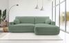 Selsey 'Fuerro' Ecksofa mit Schlaffunktion, Bettkasten, Ottomane rechts, Strukturstoff wasserabweisend, Salbeigrün Bild 2
