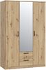 Forte NIKO Kleiderschrank 120 130, moderner Schrank 2-türig, Schlafzimmer, Jugendzimmer, Kinderzimmer, Holzwerkstoff, Artisan Eiche Holzdekor mit Spiegel, 122 cm breit x 185 cm hoch x 52,7 cm tief Bild 3