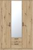 Forte NIKO Kleiderschrank 120 130, moderner Schrank 2-türig, Schlafzimmer, Jugendzimmer, Kinderzimmer, Holzwerkstoff, Artisan Eiche Holzdekor mit Spiegel, 122 cm breit x 185 cm hoch x 52,7 cm tief Bild 2