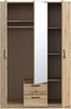 Forte NIKO Kleiderschrank 120 130, moderner Schrank 2-türig, Schlafzimmer, Jugendzimmer, Kinderzimmer, Holzwerkstoff, Artisan Eiche Holzdekor mit Spiegel, 122 cm breit x 185 cm hoch x 52,7 cm tief Bild 4