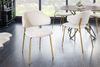Moderner Stuhl MODA weiss Bouclé goldene Metallbeine Bild 4