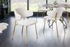 Moderner Stuhl MODA weiss Bouclé goldene Metallbeine Bild 2