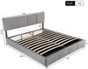 BlingBin Stauraumbett Polsterbett, Doppelbett (1er Set, 1-tlg, hydraulisches Funktionsbett,Samt,Streifen-Stil), Continentalbett,höhenverstellbares Kopfteil,180x200,grau Bild 4
