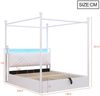 Merax Doppelbett, Jugendbett, 140*190cm, mit Hydraulisch anhebbarer Bettstauraum und schmiedeeisernem Baldachin,mit abnehmbaren Bettpfosten mit LEDund USB/Type-C, Weiß Bild 4