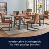 KHG Freischwinger Esszimmerstuhl Mikrofaser Braun, bis 110 kg belastbar, Vintage Stil, gepolstert, Nosag-Wellenfederung, Metallgestell Schwarz Bild 3