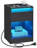 Vasagle Nachttisch mit einstellbarer LED-Beleuchtung, Beistelltisch mit Steckdosen, Schublade, 2 AC-Steckdosen, 2 USB-Anschlüsse, modern, für Schlafzimmer, Wohnzimmer, 35 x 40 x 55 cm, Schwarz Bild 1