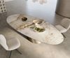Esstisch Edge Oval 280x130 Keramik Minas Melange Weiß-Beige Cono Metallic Gold Bild 2