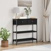 Konsolentisch, Beistelltisch, Konsole mit Regal Schwarz Eichen-Optik 72,5 x 25 x 75 cm Bild 2