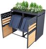 Merax Mülltonnenbox Abschließbar Müllcontainer mit Pflanzdach & Belüftungslöchern (1 St), Müllbox aus Edelstahl,Mülltonnenverkleidung für 2 Tonnen,120-240Leiter Bild 2