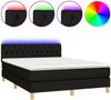 vidaXL Boxspringbett mit Matratze & LED Schwarz 140x200 cm Stoff 3133959 Bild 2