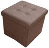 style home Sitzhocker faltbare Sitzbank mit Stauraum, 38*38*38cm (Aufbewahrungsbox mit Deckel, gepolstert Sitzwürfel Fußhocker, Sitztruhe aus Leinen), für Wohnzimmer Schlafzimmer, Braun Bild 4
