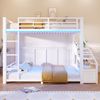 Metall Etagenbett (90x200cm) mit LED-Beleuchtung, mit 2 Stoffschubladen Bild 4