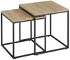 Home Collective Couchtisch 2er Set Beistelltisch Loft Design 2in1 Verschachtelung Wohnzimmer, kratzfeste 50cm und 45cm Sonoma Eich, schwarzen Beinen, Quadratisch Bild 2