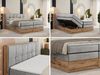 Boxspringbett, Doppelbett mit zwei 7 Härtezonen Multipocket-Matratzen, Bettkästen, Eiche Wotan Holzrahmen, Polsterbett mit Topper-Matratze - ALBERO 1 KING - 160 x 200 cm - Hellgrau Velours - H3 Bild 2