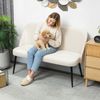 2-Sitzer-Sofa mit Stoffbezug in Samtoptik, Metall- & Holzrahmen, 127 x 63 x 84,5 cm, Beige Bild 5