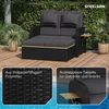 STEELSØN 'Caelum' Polyrattan Gartenliege, verstellbare Rückenlehne, inkl. Polster, schwarz/anthrazit, wetterfest, Sonnenliege mit ausklappbaren Seitenablagen Bild 3