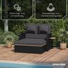 STEELSØN 'Caelum' Polyrattan Gartenliege, verstellbare Rückenlehne, inkl. Polster, schwarz/anthrazit, wetterfest, Sonnenliege mit ausklappbaren Seitenablagen Bild 4
