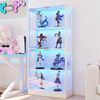 Flieks Glasvitrine Eckvitrine mit LED-Beleuchtung und 4 Glastüren (80x35x170 cm, 1-St) Standvitrine Eckschrank Hochschrank Sammlervitrine mit 4 Fächern Weiß Bild 4