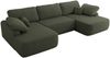 U-förmige Ecke, Ecksofa mit schlaffunktion und bettkasten, lose kissen, Wellenfeder, Big sofa XXL - CUBO U - Grün Boucle Bild 5