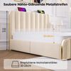 Merax Polsterbett, 140*190 cm Doppelbett mit 4 Schubladen, gepolstertes Kopfteil mit goldenen Zierstreifen und USB Typ-C Ladefunktion, Leinen, Beige Bild 5