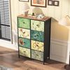 FUROKOY Kommode Stauraumschrank,Schrank Schlafzimmer,Metallrahmen,Retro Stil, Blumenmuster,8 Schubladen Bild 2