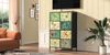 FUROKOY Kommode Stauraumschrank,Schrank Schlafzimmer,Metallrahmen,Retro Stil, Blumenmuster,8 Schubladen Bild 3