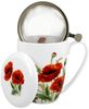 DUO FLORAL Becher 380 ml CLASSIC POPPIES mit Teesieb, New Bone China Porzellan Bild 2