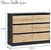 Home Collective Kommode mit 6 Schubladen 95, 120, 140, 160 cm breit Holz Schrank (Highboard Anrichte Schlafzimmer Wohnzimmer Flur Büro Organizer), Kommode 95 cm breit Kommode Sideboard, Anthrazit - Artisan Eiche Bild 3