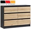 Home Collective Kommode mit 6 Schubladen 95, 120, 140, 160 cm breit Holz Schrank (Highboard Anrichte Schlafzimmer Wohnzimmer Flur Büro Organizer), Kommode 95 cm breit Kommode Sideboard, Anthrazit - Artisan Eiche Bild 2