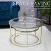 Couchtisch 2er Set Gold Glas Metallgestell Beistelltisch rund Wohnzimmer Bild 5