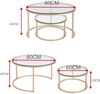 Couchtisch 2er Set Gold Glas Metallgestell Beistelltisch rund Wohnzimmer Bild 2