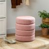 HOMCOM Fußhocker Sitzhocker mit Sitzkissen (Runder Polsterhocker, 1 St, Fußstütze), für Wohnzimmer, Schlafzimmer, Rosa, Ø40 x 45 cm Bild 5