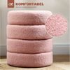 HOMCOM Fußhocker Sitzhocker mit Sitzkissen (Runder Polsterhocker, 1 St, Fußstütze), für Wohnzimmer, Schlafzimmer, Rosa, Ø40 x 45 cm Bild 3