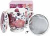 DUO Becher SPRING ROSES WHITE mit Fuß, 500 ml, inkl. Deckel und Teesieb, New Bone China Porzellan Bild 1