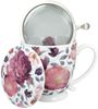 DUO Becher SPRING ROSES WHITE mit Fuß, 500 ml, inkl. Deckel und Teesieb, New Bone China Porzellan Bild 2