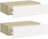 vidaXL Wandregale mit Schubladen 2 Stk. Eichen-Optik Weiß 40x23,5x10cm 330250 Bild 2